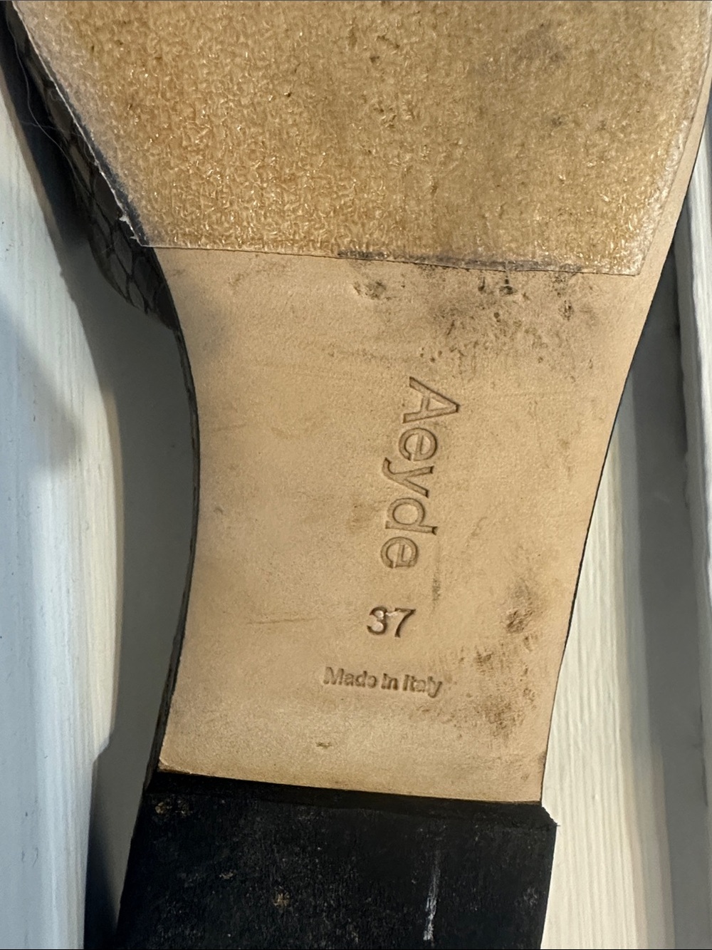 Aeyde Brown Snake-Embossed Leather Slide Mules - Picture 3 of 9